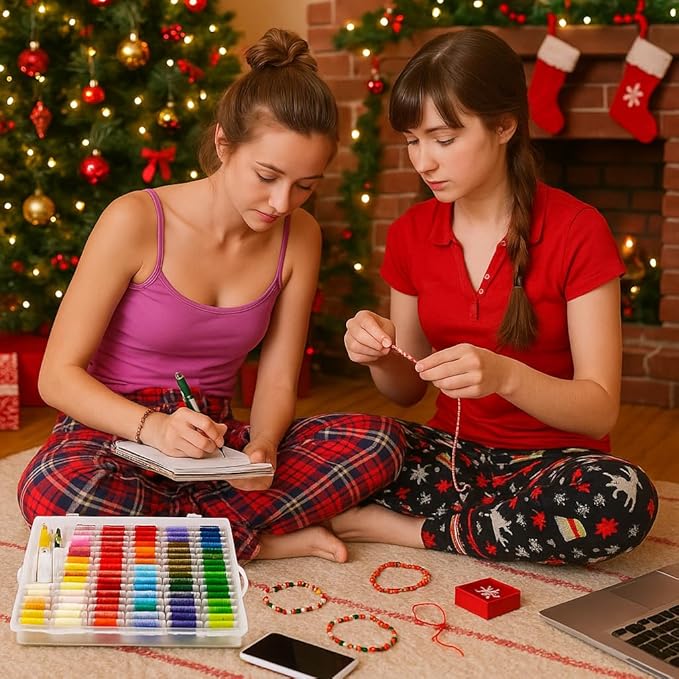 Peirich Embroidery Floss Cross Stitch Supplies, Friendship Bracelets String Kit Embroidery Floss Kit Cross Stitch Kits with Organizer Sewing Boxes Cross Stitch Tools - Gift for Christmas Birthday