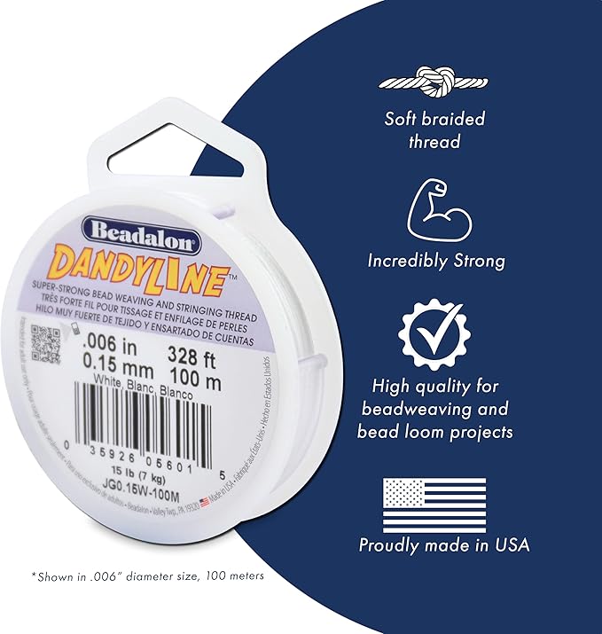 Beadalon Dandyline Bead Weaving & Stringing Thread, 0.28 mm / .011 in, Black, 25 m