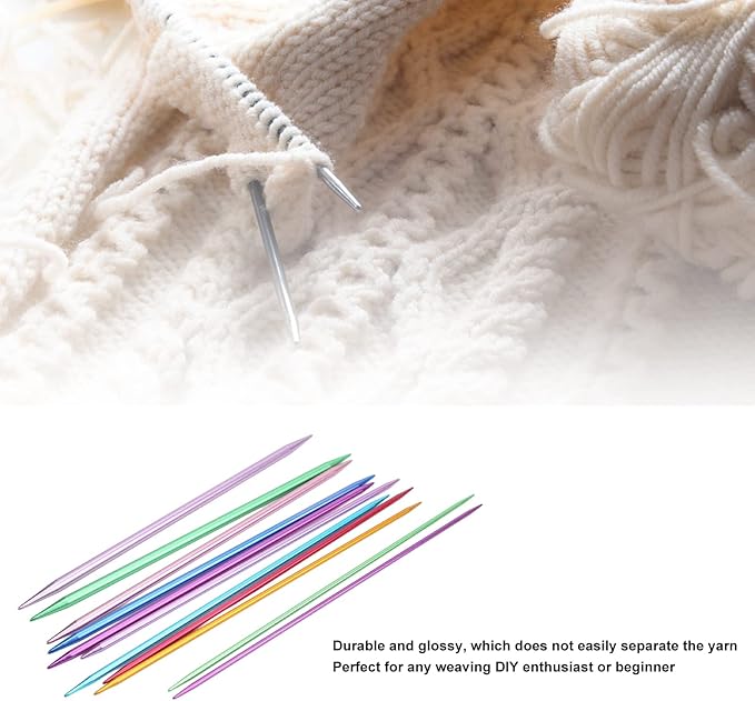 Knitting Needle Set, 55 Pcs 2.5mm-6.0mm Aluminum Double Pointed Ergonomic Design Knitting Needle Kit for Handmade DIY Knitting