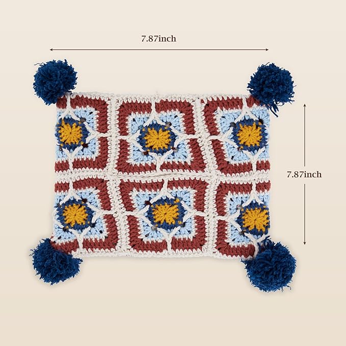 Noocro Crochet Kit Granny Square Tissue Holder, Complete DIY Kit with Detailed Instructions, Video Tutorials, for Beginners or Intermediate and Advanced Crocheters