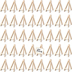 50 Pcs Mini Easels 5 Inch Mini Easel Stand Wooden Easel Art Craft Painting Triangle Stand Canvas Holder Small Easels for Display Card Photos Tabletop Phone Wedding