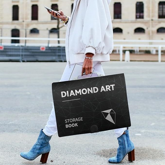 TTPOLONG A2 Diamond Painting Storage Book, Diamond Art Portfolio Book 30 Pags Clear Pockets Plastic Sleeves（22.5X16.7 Inch）