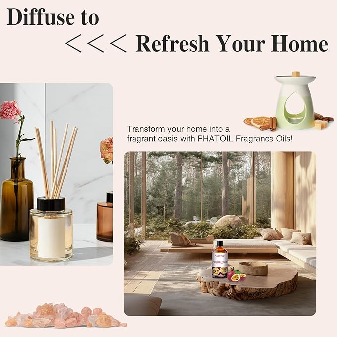 PHATOIL Passion Fruit Fragrance Oils for Aromatherapy, 3.38FL.OZ Diffuser Oils for Home, Perfect for Aromatherapy, Humidifiers, Yoga, DIY Candle and Soap Making - 100ml