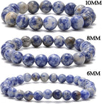 NCB 100pcs Natural Stone Beads 6mm Round Genuine Real Stone Beading Loose Gemstone DIY Charm Beads for Bracelet Necklace Earrings Jewelry Making (Blue Spot Jasper, 6mm 100Beads)