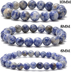 NCB 100pcs Natural Stone Beads 8mm Round Genuine Real Stone Beading Loose Gemstone DIY Charm Smooth Beads for Bracelet Necklace Jewelry Making (Blue Spot Jasper, 8mm 100Beads)