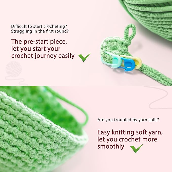 CrochetBox Crochet Kit for Beginners - Glasses Holder Eyeglass Crochet Kit, Beginners Crocheting Kitting for Adults Teen, Gifts with Crochets Yarns, Hook, Step-by-Step Video, Instruction