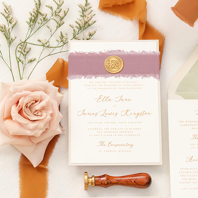 3 Rolls Dark Red Handmade Fringe Chiffon Ribbon 1.5 Inch x 7 Yard Silk-Like Colorful Rustic Ribbon for Bouquets Wrapping Decor Wedding Tie Invitations Crafts