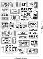 GLOBLELAND Tickets Clear Stamps for Cards Making Movie Ticket Clear Stamp Seals 5.83x8.27inch Transparent Stamps for DIY Scrapbooking Photo Album Journal Home Decoration
