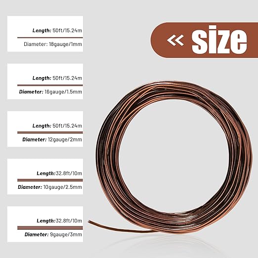 50 Feet Copper Aluminum Craft Wire, 12 Gauge 2mm Thickness Sculpting Wire, Armature Wire for Sculpting, Bendable Metal Craft Wire for Making Dolls Skeleton DIY Crafts