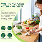 Pottery Herb Stripper Bowl, Handmade Ceramic Herb Peeling Bowl, for Separating Leaves and Stems (White)