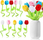 10 Pcs Plush Tulips Flower Stuffed Bendable Stems Plush Bouquet Toy Soft Rose Flower 12.6 Inch for Christmas 2025 Mother's Day Girl Girlfriend Wife(10 Pcs Colorful Tulip Series)
