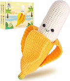 Crochetta Crochet Kit for Beginners, Crochet Starter Kit with Step-by-Step Video Tutorials, Crochet DIY Knitting Supplies for Adults Kids, Crochet Kit Banana(40%+ Yarn)