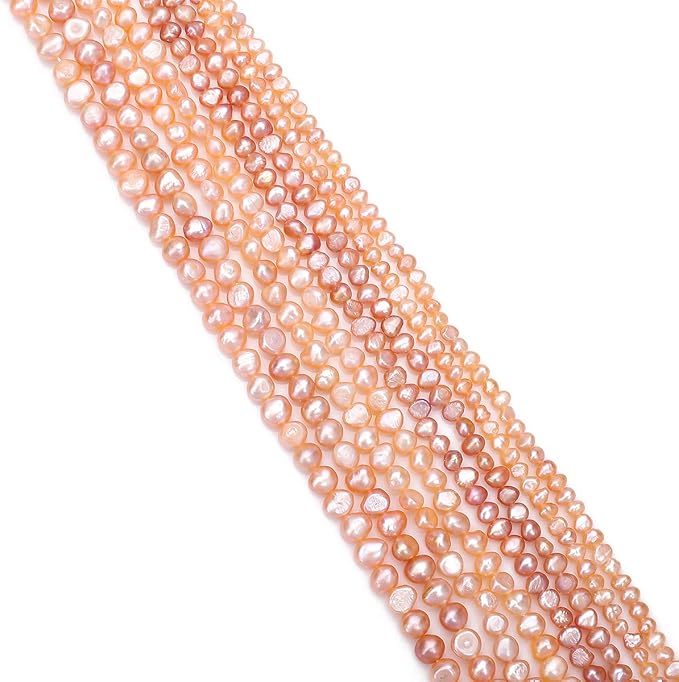 Natural Pearl Beads Side Hole 4-5mm Pink Freshwater Cultured Loose Gemstone Beads for DIY Jewelry Making 13.8''/Strand