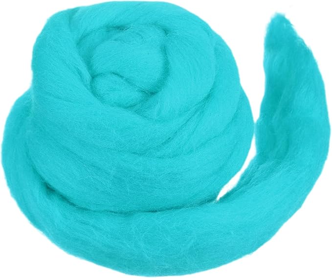 MECCANIXITY Wool Roving Yarn Soft Felting Wool 50g/1.76oz Pure Chunky Roving Yarn for Needle Felting Knitting Blanket Spinning Weaving Art DIY Craft Bright Blue