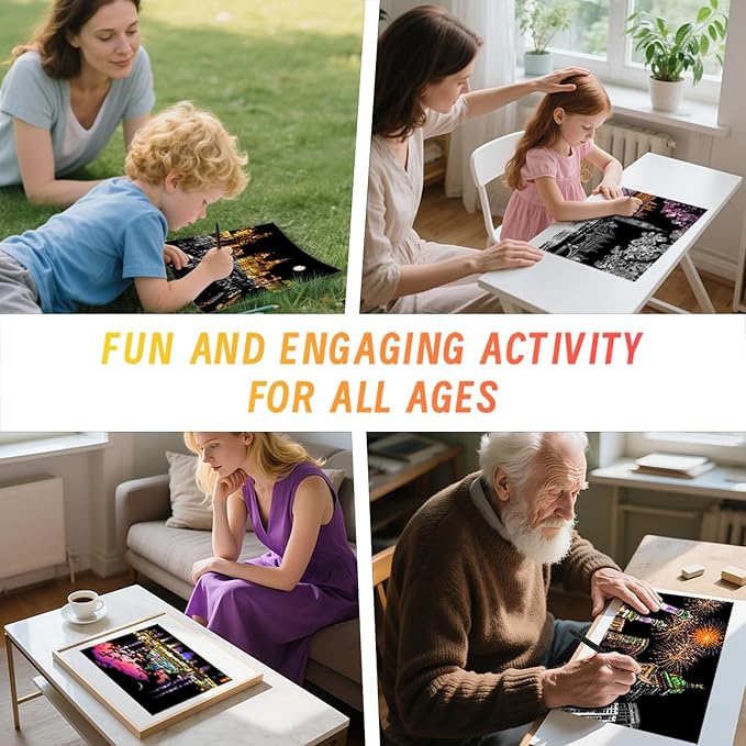 Scratch Art for Adults(12 Sheets A4),Family Creative DIY Painting Papers for Travel Lovers,Craft Lovers|Creative Scratch Art Adult (Britain/Thailand/Malaysia) by Iskueal