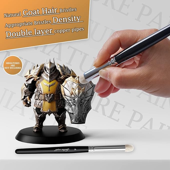 Golden Maple Dry Brush Miniature Painting Drybrush Set - 6PC Professional Modellers Miniature Paint Brushes for Miniatures, Model, Enamel & Fantasy Figurines Painting