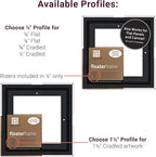 Ampersand Floaterframe Readymade Frame for Flat and 1 1/2" Deep Wood Panel and Canvas Artwork, Paintings, Prints, and More, 12"x16", Black Bold