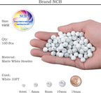 NCB Matte White Howlite Beads 100pcs 8mm Round Gemstone Beads Spacer Charm Beads Natural Stone Loose Beads for Bracelet Necklace Jewelry Making 4mm 6mm 8mm 10mm (Matte White Howlite, 8mm 100Beads)