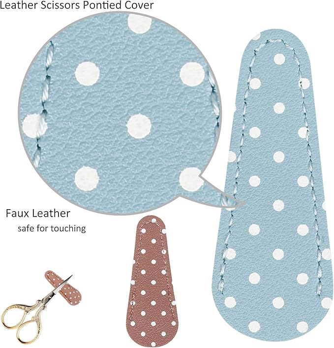 BIHRTC 2 Pairs 3.6 Inch Sewing Scissors with Leather Cover - Stainless Steel Sharp Tip Needlepoint Scissors for Sewing, Crafting, Art Work & Threading