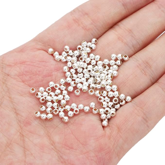Silver Plated Round Spacer Beads 3mm 300pcs for Jewelry Making Findings Non Tarnish