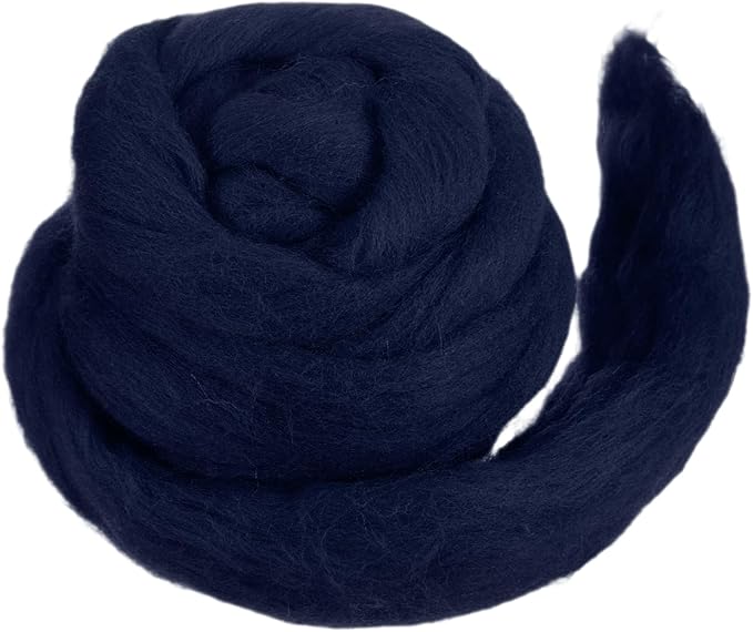 MECCANIXITY Wool Roving Yarn Soft Felting Wool 50g/1.76oz Pure Chunky Roving Yarn for Needle Felting Knitting Blanket Spinning Weaving Art DIY Craft Navy Blue