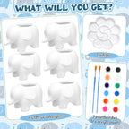 Pasimy 6 Set DIY Ceramic Succulent Planter Pots Paint Your Own Flower Pots Craft Kit Unpainted Bisque Paintable Flowerpot with Brush Palette Ready to Paint for Family Activity Gift(Elephant)