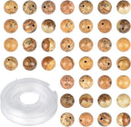 Natural Stone Genuine Stones DIY Round Beads 8mm 100pcs Beading Loose Gemstone Hole Size 1mm Charm Smooth Beads for Bracelets Necklaces Earrings (Yellow Picture Jasper 8mm)