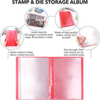10 Pcs 0.3mm Magnet Sheets and 80 pockets/20 pages Storage Album for Stamp and Cutting Dies Storage Book Organizer Folder for Storage Die Cutting, DIY Scrapbooking Card Making Supplies (Red)