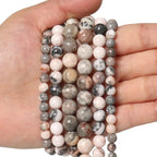 60pcs 6mm Natural Stone Beads Pink Zebra Jasper Beads Crystal Gemstone for Jewelry Making, DIY Bracelet Necklace