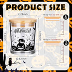 Ziliny 10 Pcs Halloween Village Glass Candle Jars Empty Containers Bulk 7 oz Halloween Glass Jars with Cork Lids Tins for Holiday Candle Making Storing Biscuits Tea Party Favors