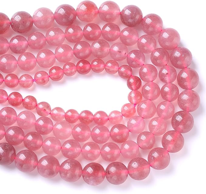 6MM 60PCS Natural Strawberry Quartz Crystal Jade Spacer Loose Beads for Jewelry Making DIY Bracelet Necklace