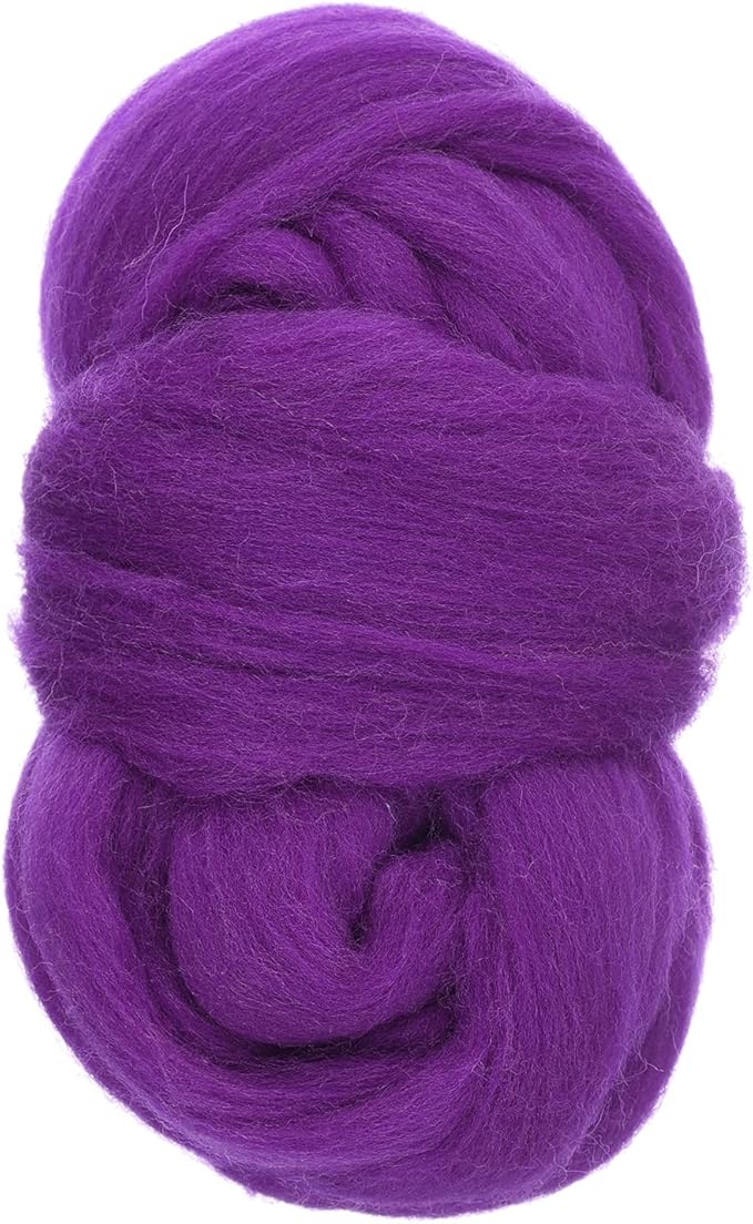 uxcell Needle Felting Wool, 1.76oz Natural Fibre Wool Roving Yarn, Purple