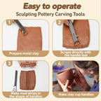 Therwen 2 Pcs Sculpture Scraper Pottery Carving Tool Pottery Cup Handle Shape Clay Extruder Tool Teacup Mug Handgrip Clay Cutters with Wooden Handle for Ceramic Sculpture Craft(Simple Style)