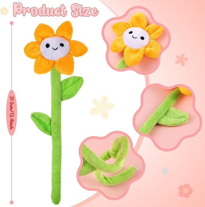 10 Pcs Plush Sunflower Flower Stuffed Bendable Stems Plush Bouquet Toy Soft Rose Flower 12.6 Inch for Christmas Classroom 2025 Mother's Day Valentines Day Girl Girlfriend Wife(10 Pcs Colorful Daisy)