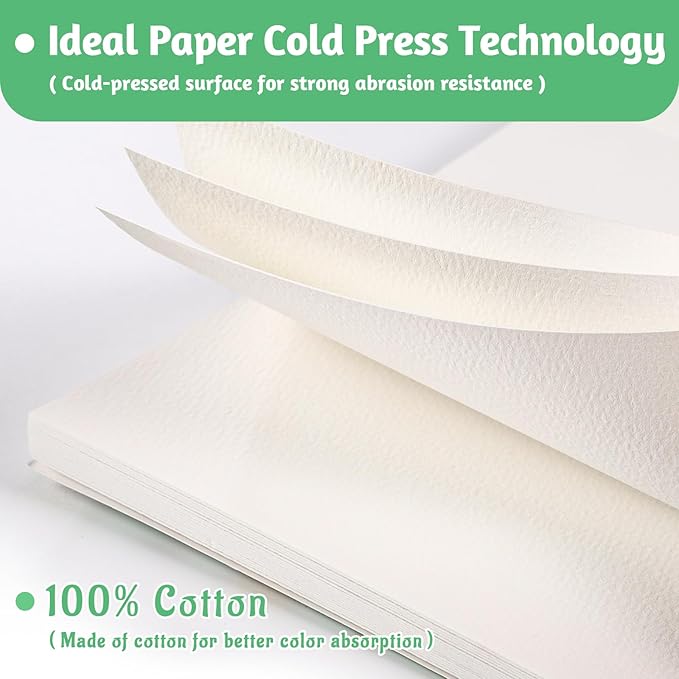 30 Sheets Watercolor Paper Pad 9x12, 140 lb/300 GSM Cold Press Watercolor Paper Tearable Water Color Pad for Art Painting, Drawing