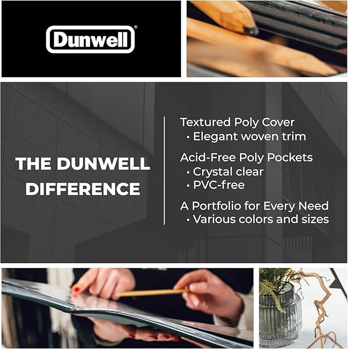 Dunwell 12x18 Art Portfolio Binder with Mounting Paper (Silver), Large Portfolio Folder for Artwork Storage, 24 Clear Sleeves Display 48 Pages, Acid-Free Poly 12 x 18 Presentation Book