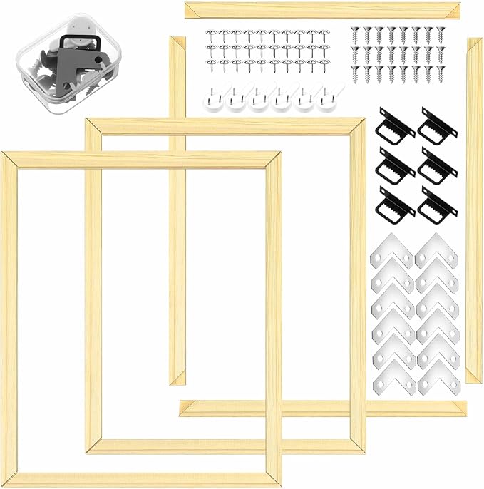 3 Pack 12x16 Inch DIY Canvas Stretcher Bars Canvas Frame Wood Frames Kit Easy to Assemble for Prints, Posters, Oil Painting, Painting, Embroidery Stitch and Needlepoint Arts