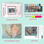 DL-YTG Latch Hook Kits Rug Wolf Crochet Yarn Cushion Colour Pre-Printed Canvas Cover Rug Needlework DIY Hook and Latch Kit Home Decoration 52x38cm/20 X15inch