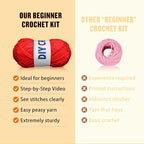 YOKISS 8Pcs Beginner Crochet Starter Kit, Creative Christmas Gifts & Birthday Gifts for Adults & Kids, Popular DIY Patterns, 40% Extra Yarn Crochet Animals Kits with Step-by-Step Video Tutorials