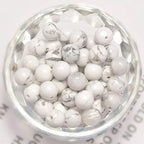 NCB 200PCS 6mm Natural White Howlite Gemstone Round Loose Stones Spacer Beads for Jewelry Making with Crystal Stretch Cord
