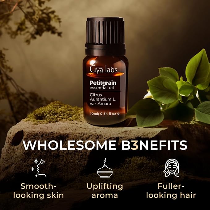 Gya Labs Petitgrain Essential Oil - 0.34 Fl Oz - for Hair, Skin, Diffuser, Aromatherapy & DIY Candle Making Scent