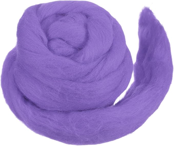 MECCANIXITY Wool Roving Yarn Soft Felting Wool 50g/1.76oz Pure Chunky Roving Yarn for Needle Felting Knitting Blanket Spinning Weaving Art DIY Craft Light Purple