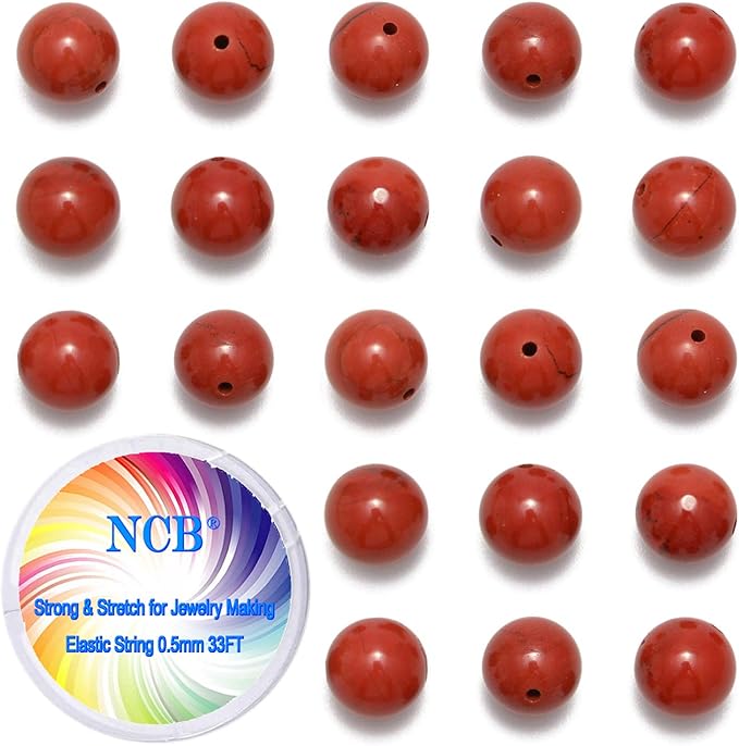 NCB 200pcs 6mm Red Jasper Loose Beads for Jewelry Making, Natural Semi Precious Beads Round Smooth Gemstones Spacer Beads Charms for Necklaces Bracelets (Red Jasper, 6mm 200Beads)