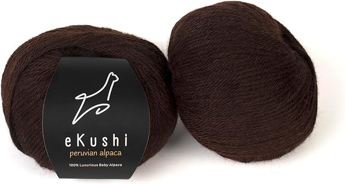 100% Baby Alpaca Yarn for Knitting & Crocheting - Set of 2 Skeins of Premium Yarn DK - Lightweight, Hypoallergenic & Thermal Peru Made - Ideal for Delicate Projects (N118 - Dark Chocolate)