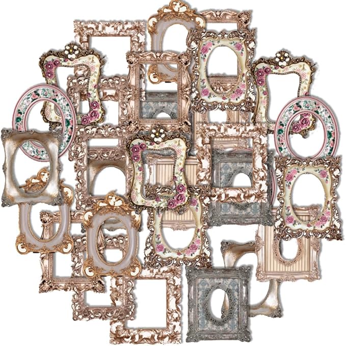 30Pcs Vintage Scrapbook Paper Photo Frame for Scrapbooking Junk Journal Collage Diary Embellishment DIY Photo Album DIY Craft Decoration, 10 Patterns (YSDC4)