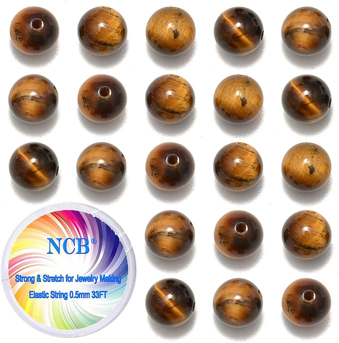 NCB 200pcs 6mm Yellow Tiger's Eye Loose Beads for Jewelry Making, Natural Semi Precious Beads Round Smooth Gemstones Spacer Beads Charms for Necklaces Bracelets (Yellow Tiger's Eye, 6mm 200Beads)