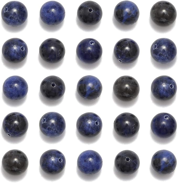 NCB 200pcs 6mm Blue Sodalite Loose Beads for Jewelry Making, Natural Semi Precious Beads Round Smooth Gemstones Spacer Beads Charms for Necklaces Bracelets (Blue Sodalite, 6mm 200Beads)