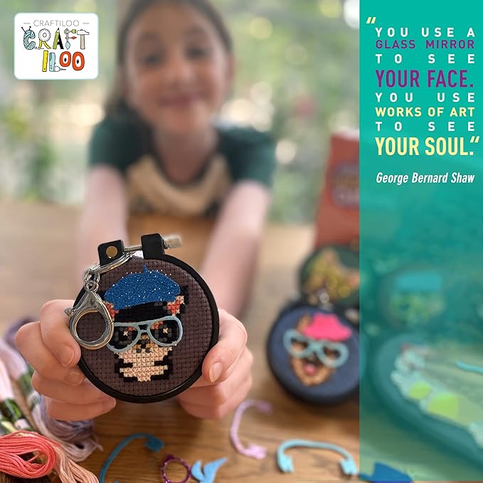 CRAFTILOO Dogs Cross Stitch Kits for Beginners. 5 Stamped Cross Stitch Kits for Kids.Needlepoint Kits for Beginners. Embroidery Kit for Kids. Crossstitch Kit for Beginners. (Dogs)