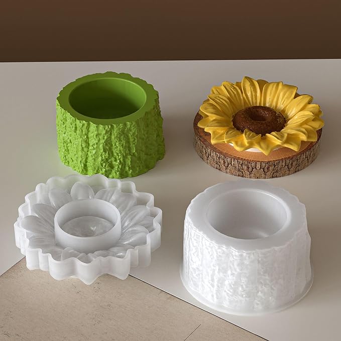 Sunflower Box Cylinder Candle & Resin Mold - Resin Casting Silicone Molds for Home Decor & Candle Making Wave Spiral Mold