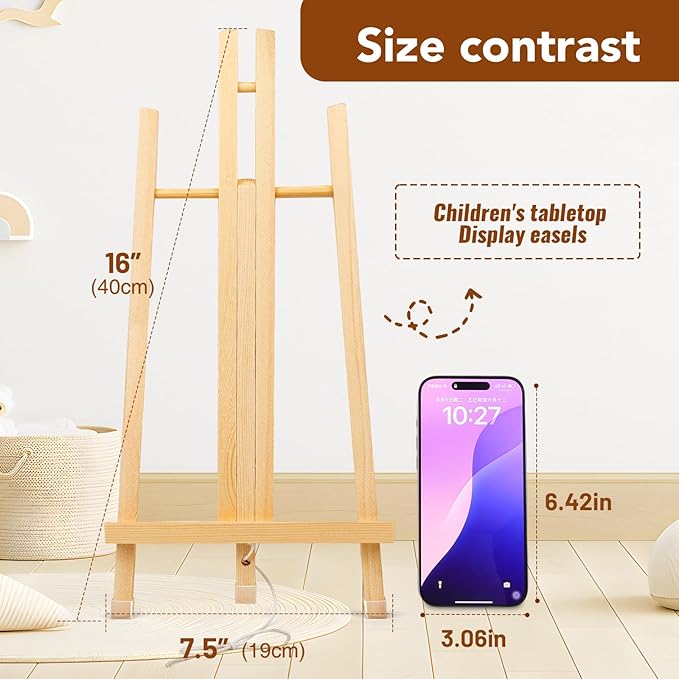 16 Pack 15 Inch Wood Easels, Easel Stand for Painting Canvases, Art, and Crafts, Tripod, Painting Party Easel, Kids Student Tabletop Easels for Painting, Portable Canvas Photo Picture Sign Holder
